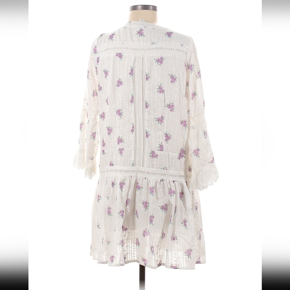 Allison New York White&Purple Embroidered Drop-Waist Mini Dress Size M Feminine - Picture 6 of 16